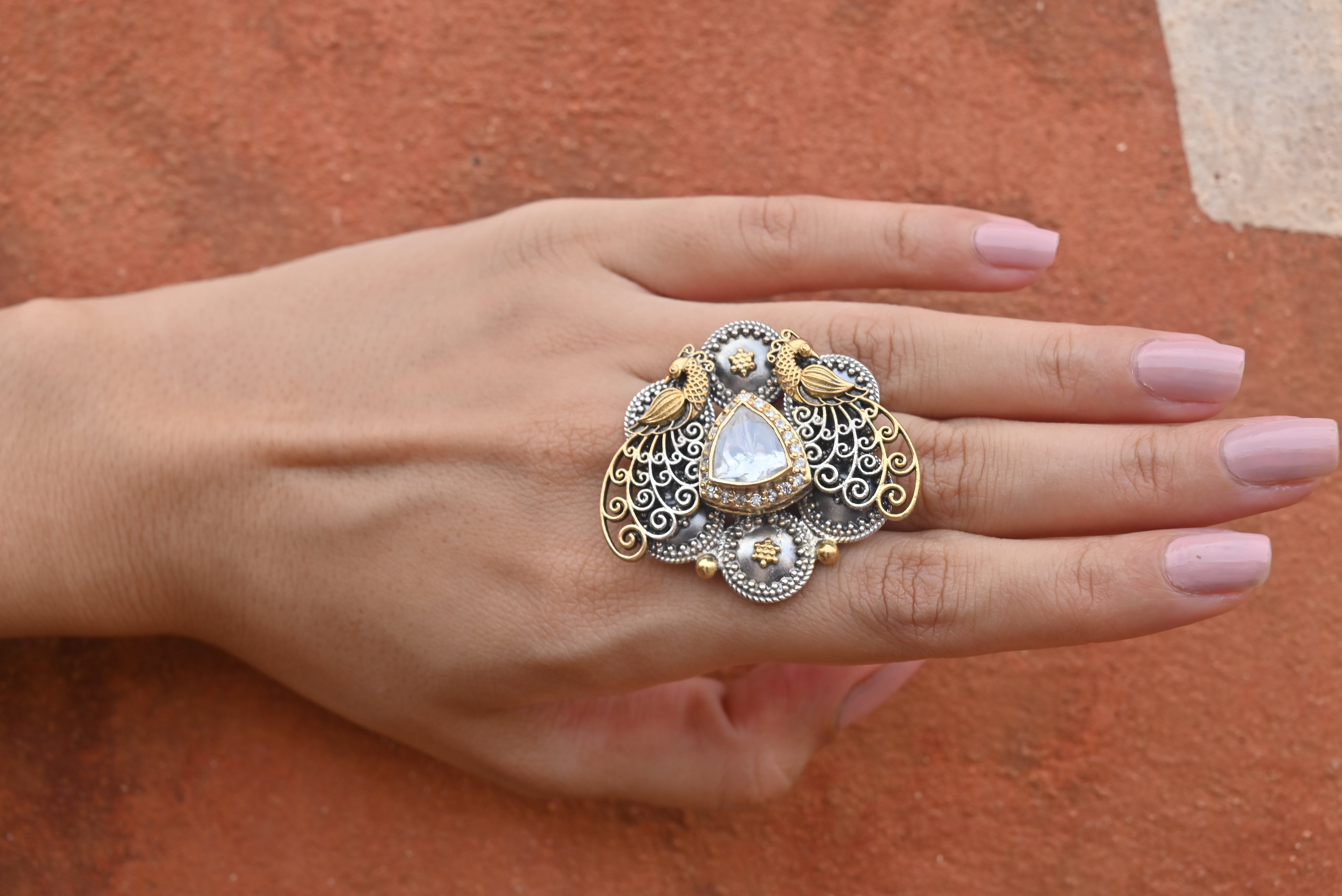 Silver Fusion White Stone Fusion Ring